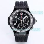 Swiss 4100 Copy Hublot Geneve Big Bang Watch Black Case Diamond Bezel